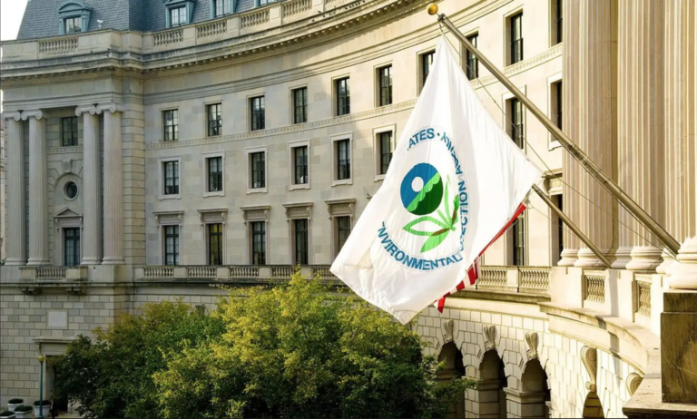 EPA flag on building blowing in the breeze